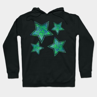 Blue and Green Splatter Stars Hoodie